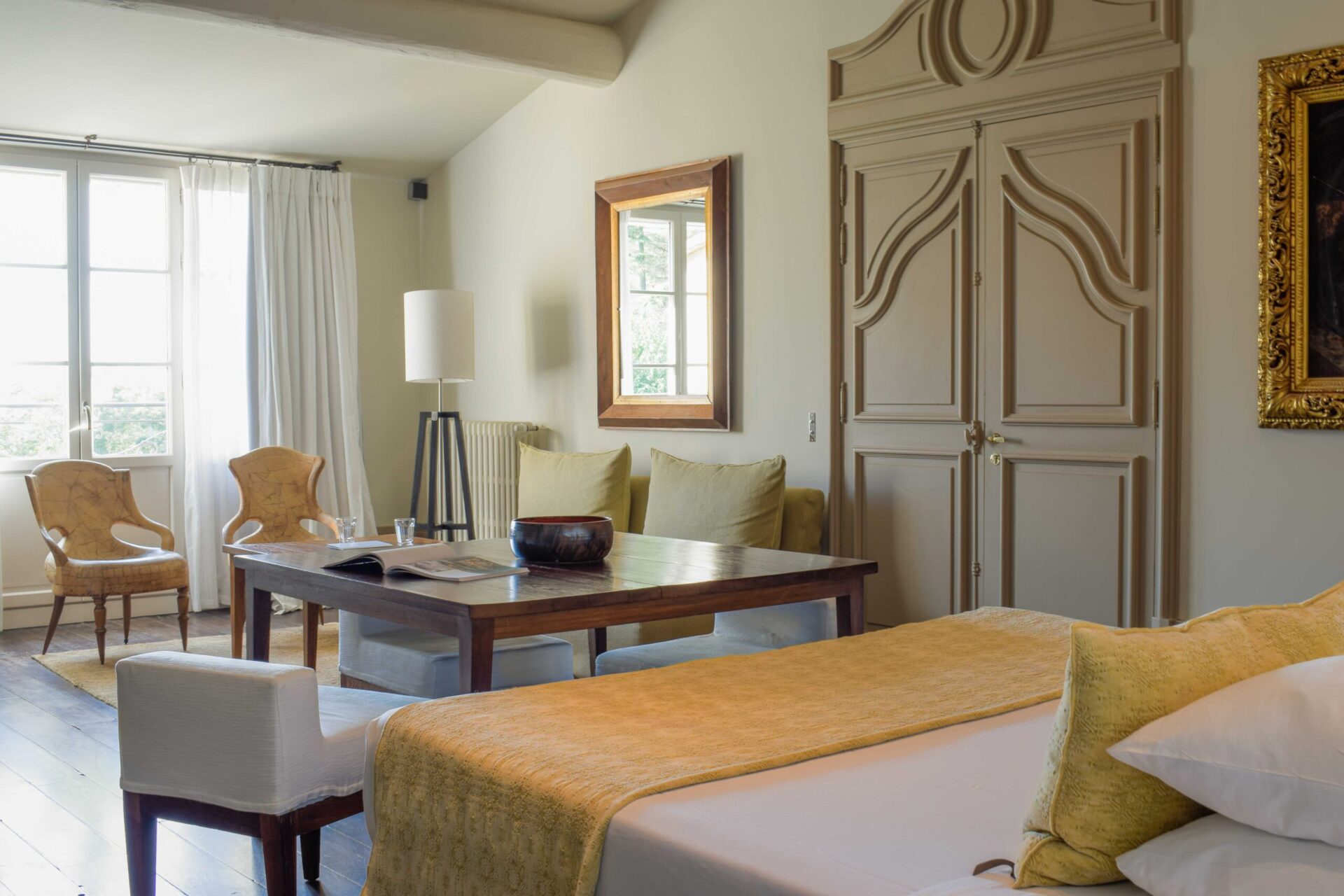 French Flair Provence and the French Riviera Baumaniere bedroom and living room